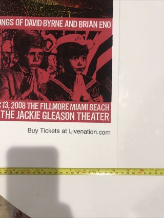 David Byrne Rare Hand Pressed Event Poster 2009 Fillmore Miami Beach Brian Eno 3