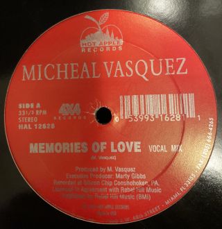 Micheal Vasquez Memories Of Love 12” Rare Freestyle Vg,