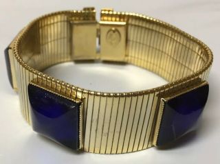 Vtg Zoe Coste France Mesh Blue Cabochon Bracelet Paris Rare Runway Designer