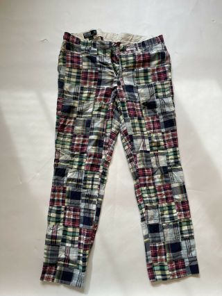 Polo By Ralph Lauren Patchwork Madras Pants 36 X 32 Rare