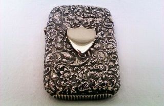 Extremely Rare & Solid Silver Push Button Victorian Vesta Case 1881