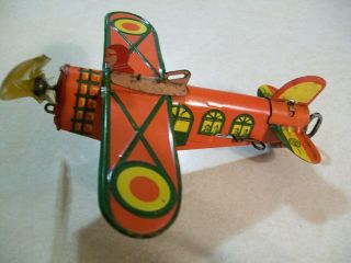 Very Rare Early Louis Marx & Co.  Wind - Up Plane.  (wonderful)