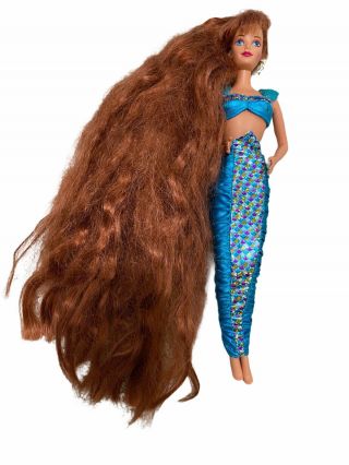 Rare 1985 Midge Jewel Hair Mermaid Barbie Doll Longest Hair Ever Red Hair