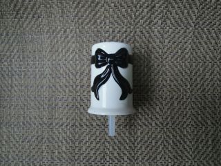 Nora Fleming Mini White With Black Bow Toothpick Holder Rare And Retired
