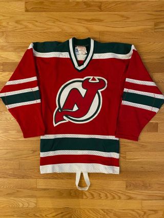 Rare 1982 - 83 Jersey Devils Inaugural Season Sandow Authentic Jersey Sz 36