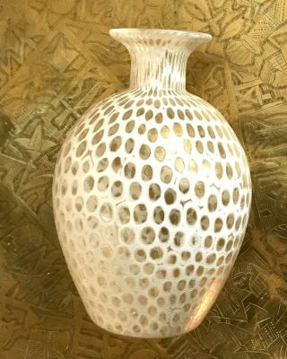 Rare Campanella Murano Murrine Brandy Snifter Vase White Windows With Gold Dust