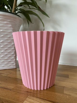 Vintage Fesco Wastebasket Trash Can Planter Midcentury 50s Pink Rare Made In Usa