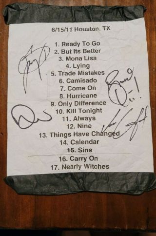 Panic At The Disco Signed Set List Vices And Virtues Tour (rare)