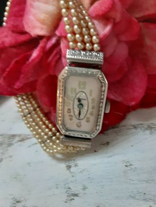 Vintage Antique Art Deco Blancpain Ladies Watch Rare Pearl Bracelet Band