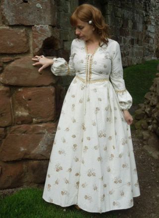 Rare Black Label Gunne Sax Medieval Style Hippie Princess Corset Dress
