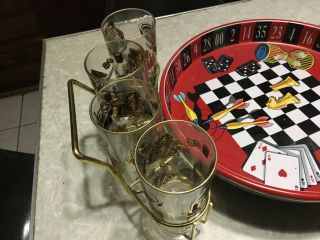 Vintage casino glassware set with caddy/rare 2