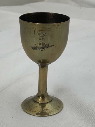 Rare Ww2 German Made U - Boat Cup Souvenir From Deck Gun Shell Engraved