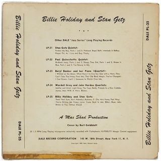RARE JAZZ Billie Holiday/Stan Getz Billie and Stan 10 