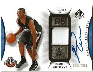 Russell Westbrook Rare 08 - 09 Ud Sp Authentic Rc Rookie Patch Auto Autograph /299