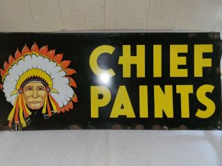 Vintage Chief Paints Tin/metal Sign Double Sided Rare