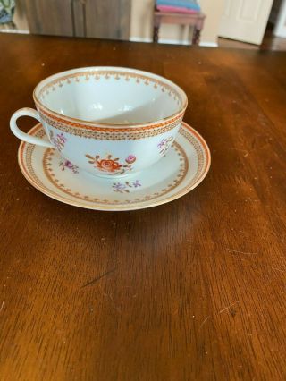 Rare Late 18th/early 19th Century Chinese Export Porcelain Tea Cup/saucer
