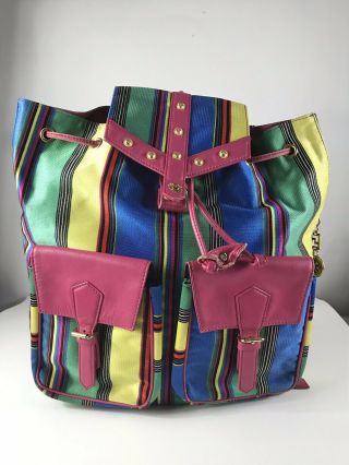 Rare Vtg Gianni Versace Multicolor 90s Backpack