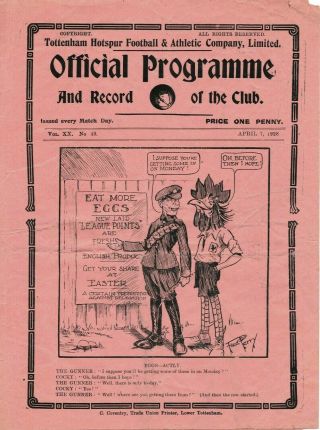 Very Rare Pre - Ww2 Football Programme Tottenham Hotspur V Arsenal 1928