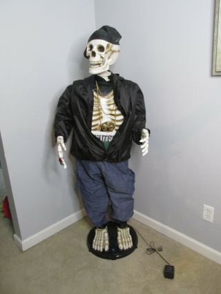 Rare Gemmy Halloween 5ft Dancing Skeleton Rapper Animated Freak Life Size