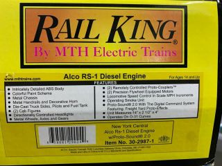 MTH 30 - 2987 - 1 Alco RS - 1 Diesel Engine York Central - PS 2.  0 - RARE 3