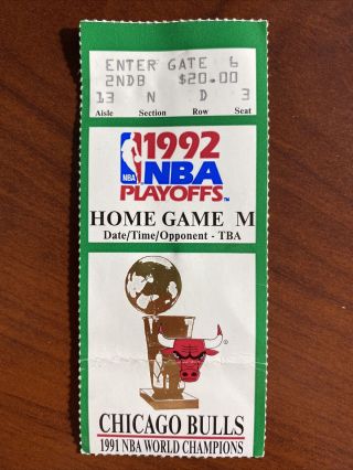 1992 Bulls/blazers Game 6 Ticket Stub Second Championship - Jordan 33pts - Rare