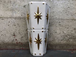 Jonathan Adler Rare Mcm Vase Ivory White Metallic Gold Starburst Hexagonal Retro