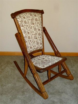 Rare 1960s 1970s A.  Brandt Ranch Oak Sewing Rocker Rocking Chair Acorn Brown