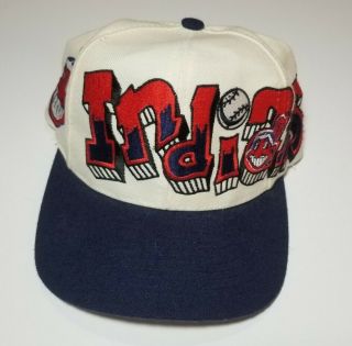 Vintage Cleveland Indians Graffiti Snapback Hat Cap Spellout Rare