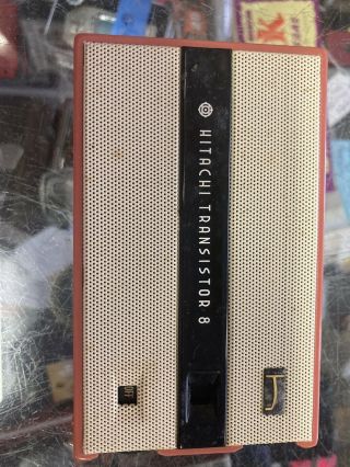 Vtg,  Rare Hitachi Transistor 8 Radio " Marie " Pink Th - 862r Great Cond W/ear Buds