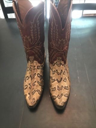 Vintage Lucchese Snake Skin " Rare " Exotic Western Cowboy Boots 10 D 1883