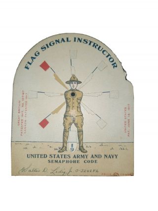 Rare 1917 Ww1 U.  S.  Army & Navy Semaphore Morse Code Instruction Card