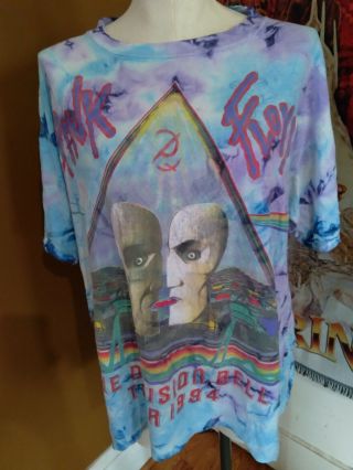 Vtg Pink Floyd - The Division Bell Tour 1994 Concert Tie Dye T - Shirt Xl Sidehole