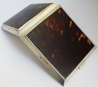 Rare Antique 1922 Sterling Silver & Faux Tortoiseshell Cigarette Case