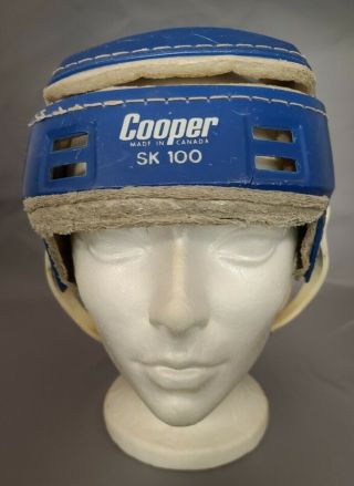 Rare Royal Blue Retro Vintage Cooper Sk100 Stiched Hockey Helmet W/crack.