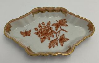 Herend Chinese Bouquet Rust Scalloped Tray Platter Rare