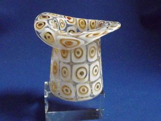 Rare Murano Art Glass Fratelli Toso Bulls Eye Murrine Top Hat Vase