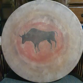 Rare 19th C Native American Plains Indian Buffalo Effigy Ceremonial Drum