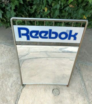 Reebok Authentic Dealer Rare Vintage 1990s Metal Shoe Mirror Display Ad
