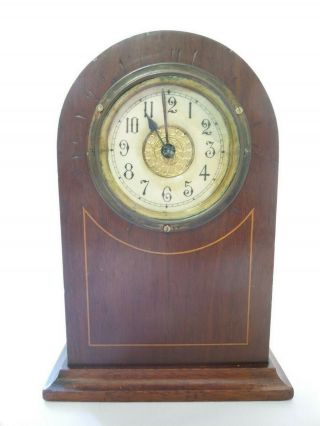 Antique British United Clock Co.  Solid Wood Mantel Clock Wind - Up Rare