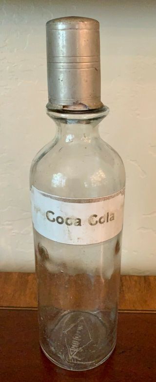 Vintage C.  1920 Coca Cola Fountain Syrup Bottle W/ Measuring Cap - Rare Item