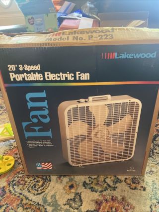 Vintage Lakewood 20” 3 - Speed Portable Metal Electric Fan P - 223 Box Rare
