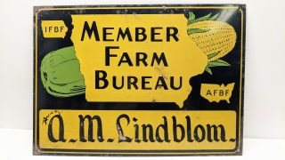 Vintage Member Iowa Farm Bureau Feed Seed Corn 14 " Metal Sign Bradco Corn Rare