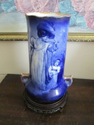 Rare Antique Royal Doulton England Porcelain Blue Children Vase 8.  5 "