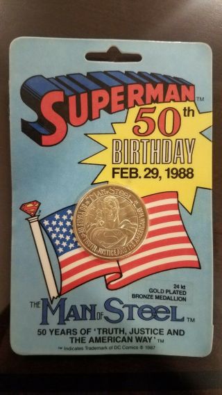 Extremely Rare Superman 50th - 24kt Gold Plated Bronze Medallion
