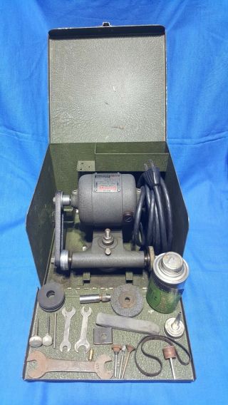 Dumore " Tom Thumb " No.  14 Lathe Post Grinder Rare Oil Can Metal Case