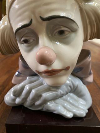 Lladro PENSIVE CLOWN Figurine Bust Head Signed Bowler Hat RARE RETIRED 5130 2