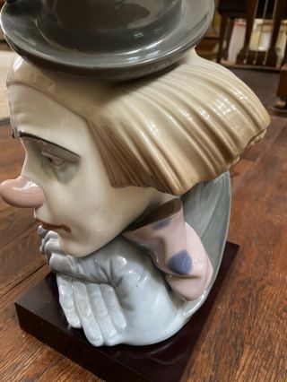 Lladro PENSIVE CLOWN Figurine Bust Head Signed Bowler Hat RARE RETIRED 5130 3