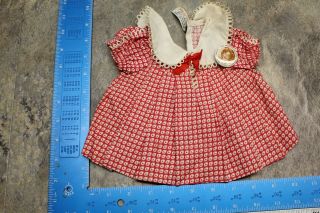 Vintage Shirley Temple Red Dress With White Squares And Pin Rare 119b