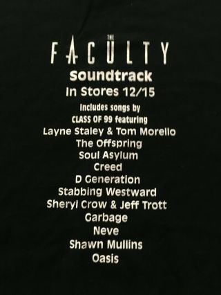 Oasis Alice In Chains Faculty Rare Double Sided Promo T Shirt W/ Tag For 1998 Cd