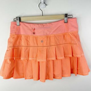 Lululemon Pace Setter Skirt Skort Sz 6 Wagon Stripe Pop Orange Tennis Golf Rare